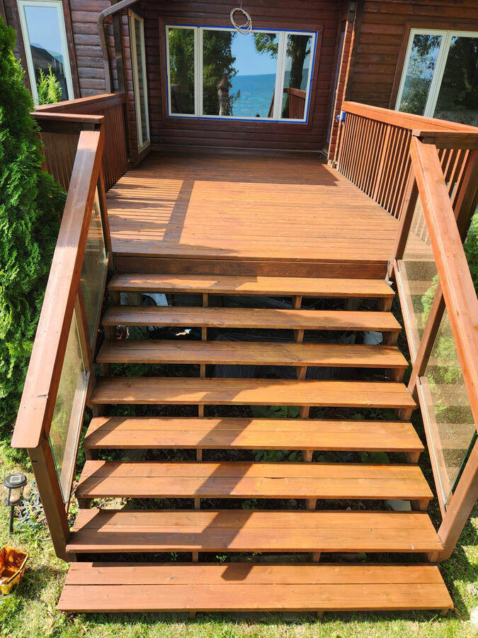 Deck Wooden Stairs and Exterior Job Staining Job Finished work Deck Wooden Stairs and Exterior Job Staining Job Finished work