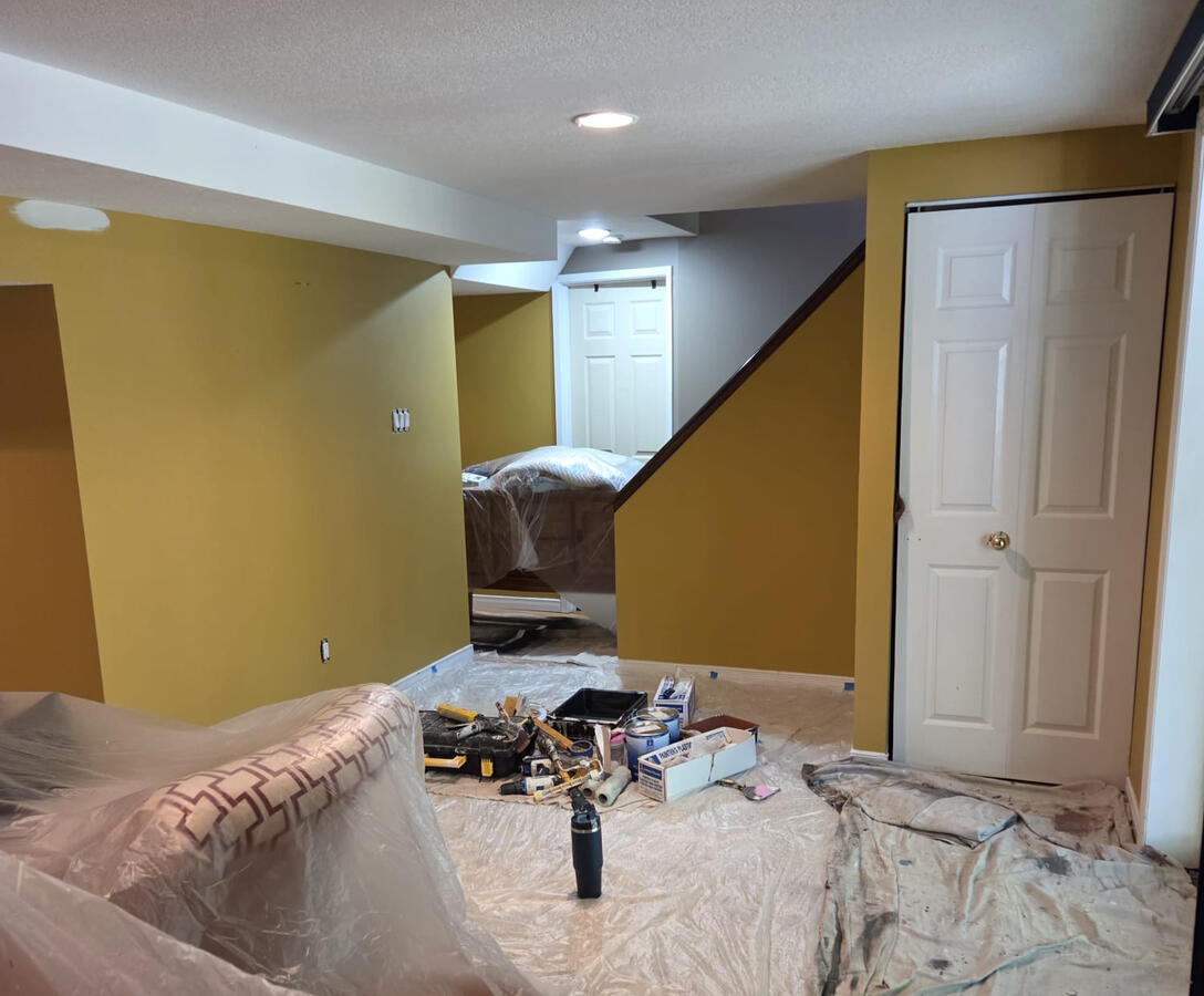 Basement Before hiring Fresh Mint Painting