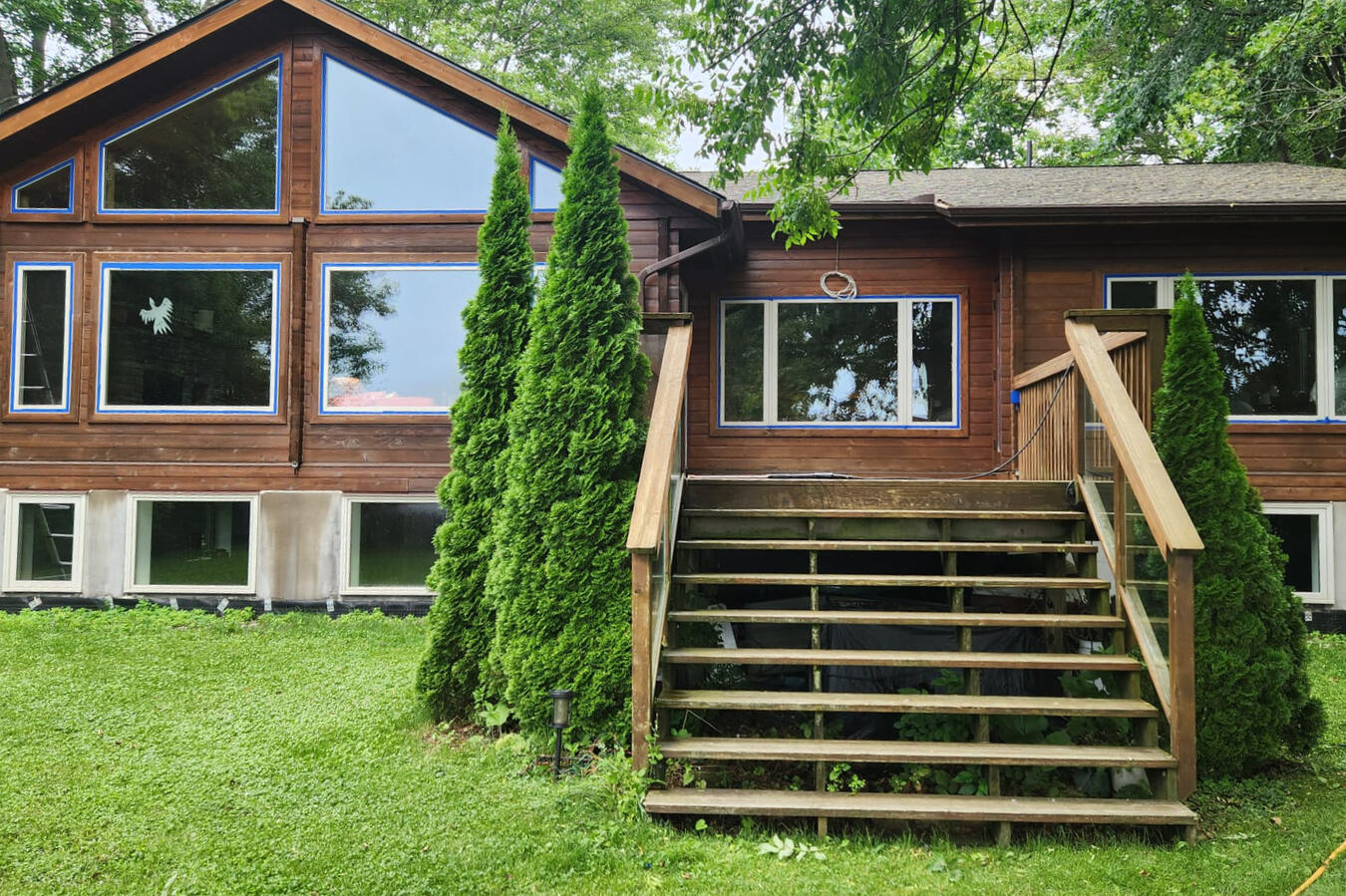 Deck Wooden Stairs and Exterior Job Staining Job Preparation